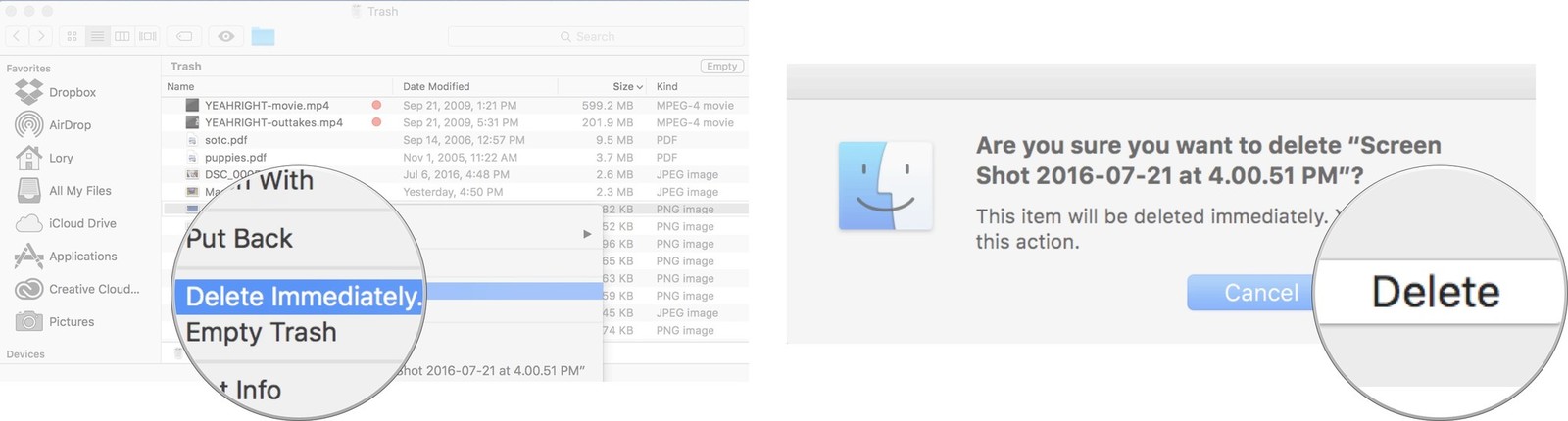 empty mac trash for password pritected files
